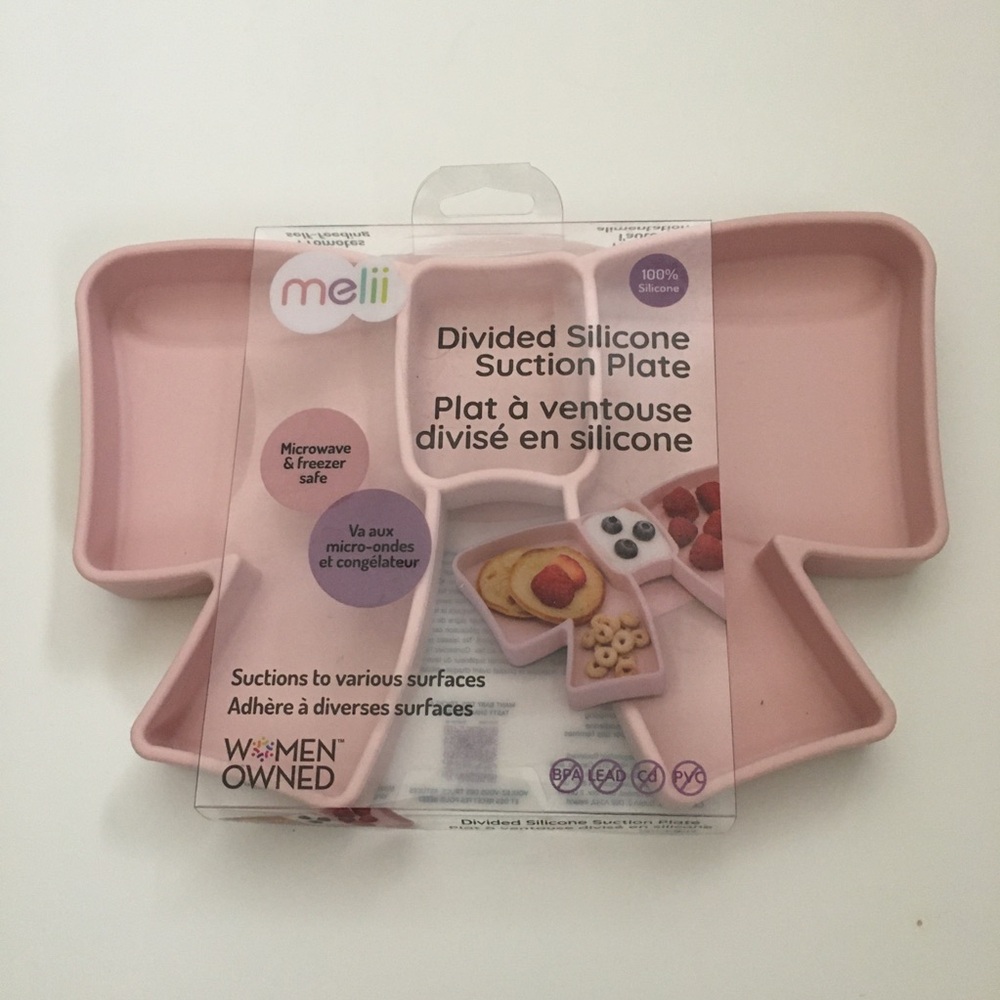 NEW Pink Divided Silicone Suction Plate Baby & Toddler Feeding